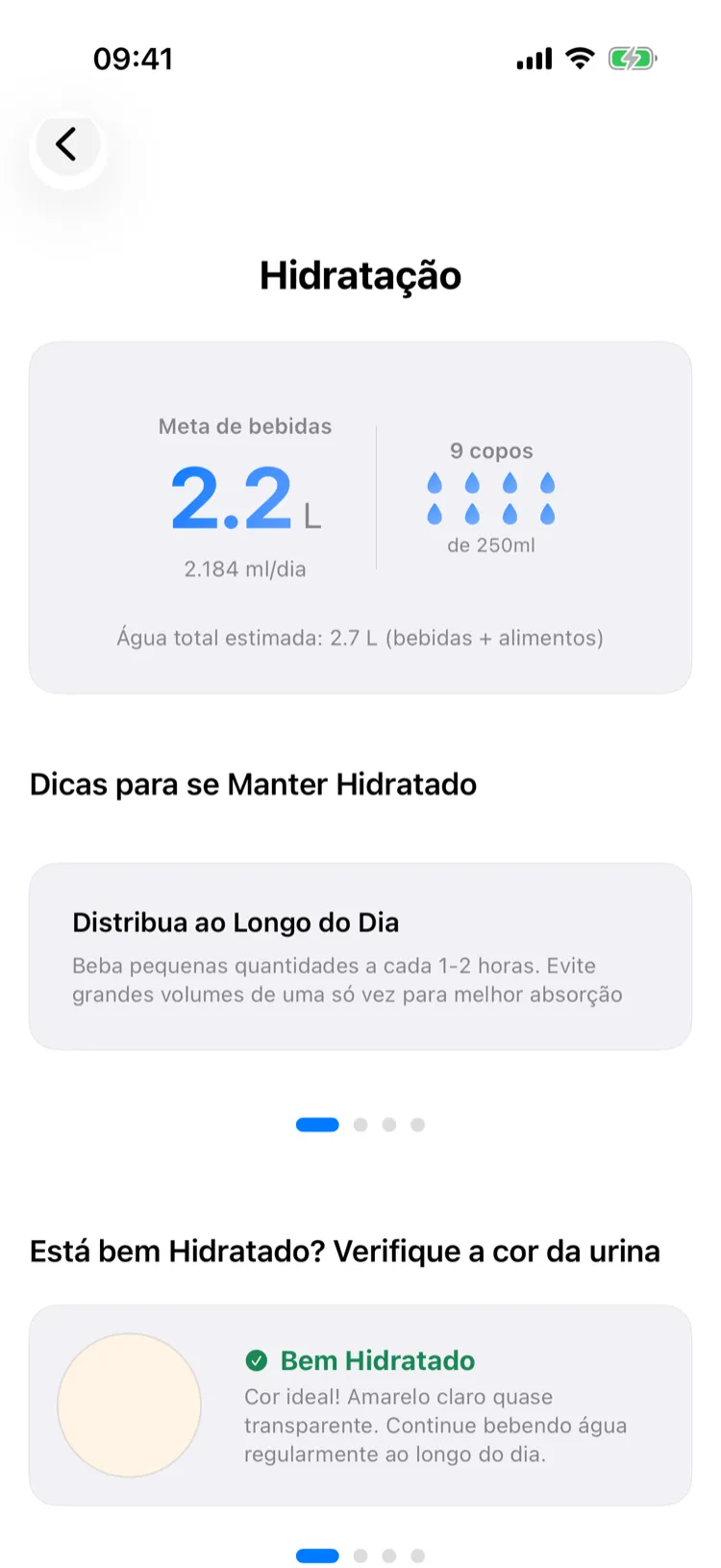 Meta de hidratação diária